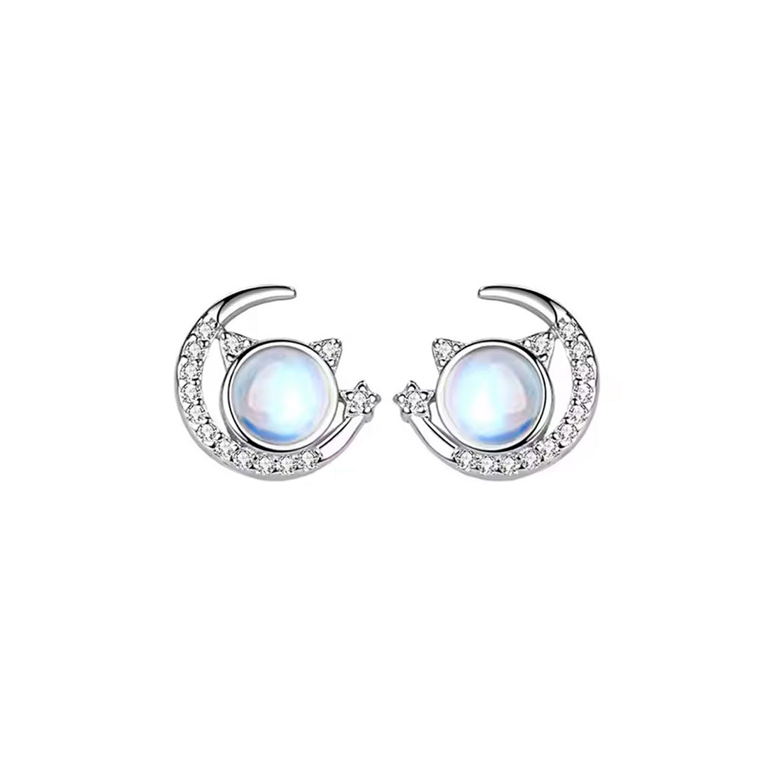 Aretes Miow Two Cats on the Moon Plata .925