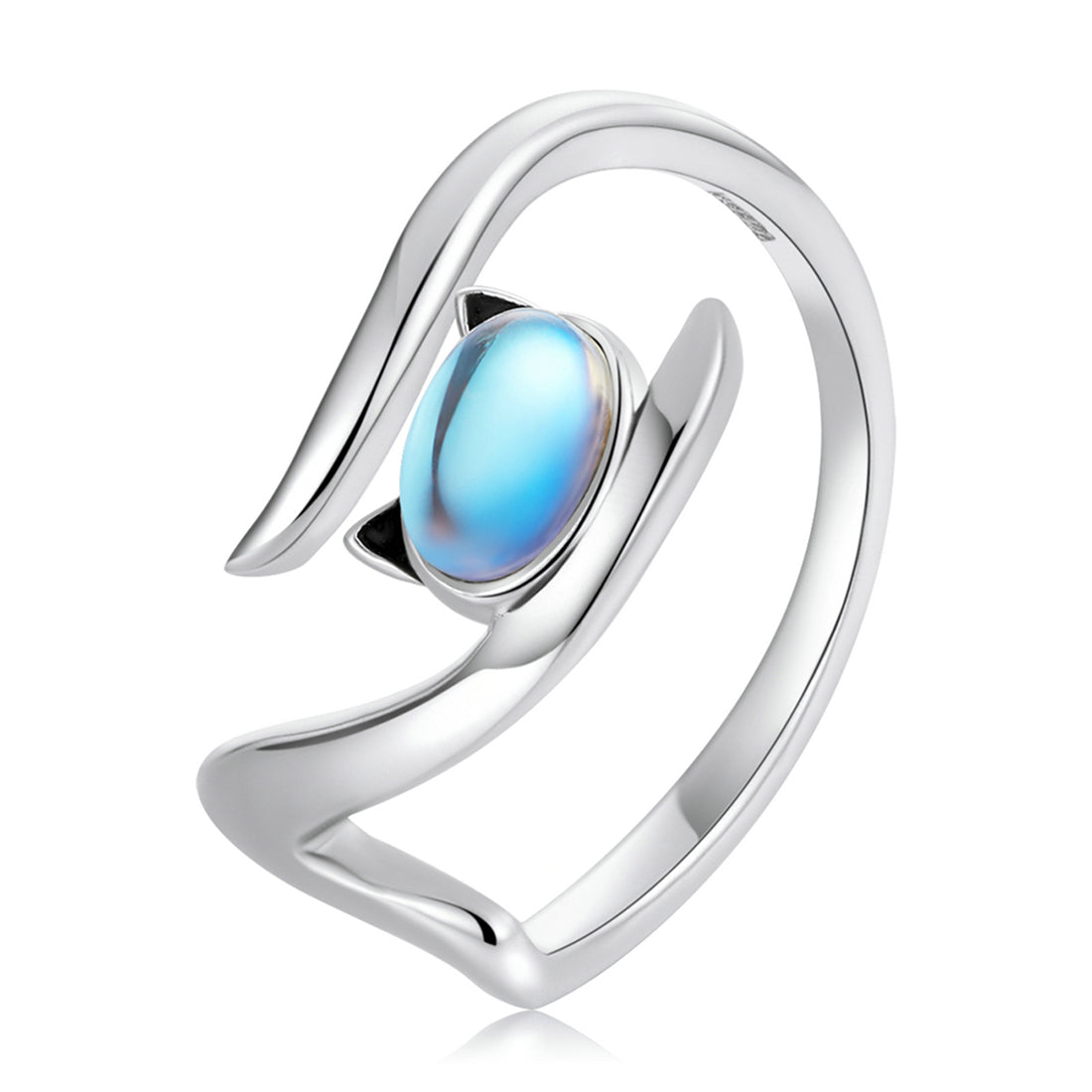 Anillo Miow Blue Cat Plata .925 Ajustable