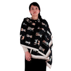 Chal de Cachemira, Knitted Cats Negro, Miow