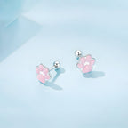 Aretes de Plata .925, Pink Footprints, Miow