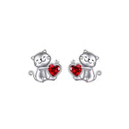 Aretes de Plata .925, Cat In Love Hearts, Miow
