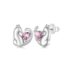 Aretes de Plata .925, Cat Heart, Miow