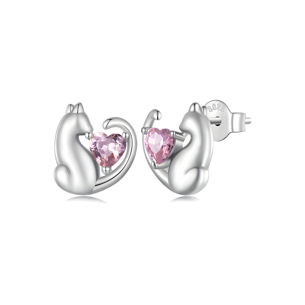 Aretes de Plata .925, Cat Heart, Miow