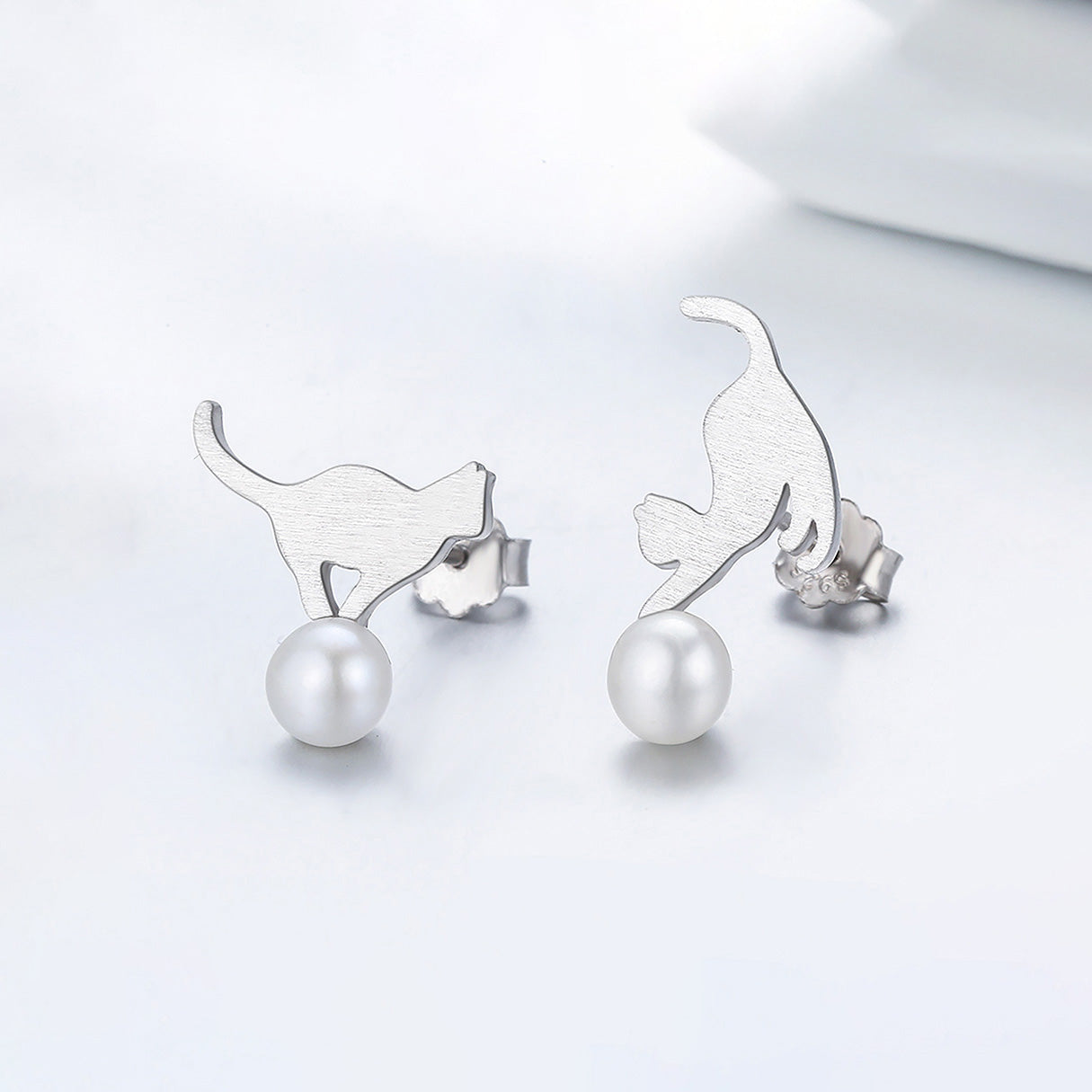 Aretes de Plata .925, Cat Sphere, Miow