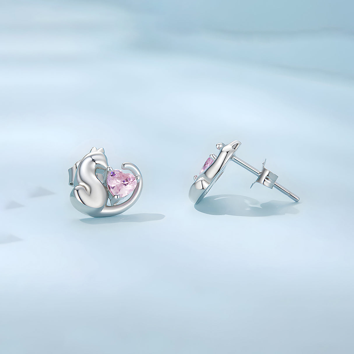 Aretes de Plata .925, Cat Heart, Miow
