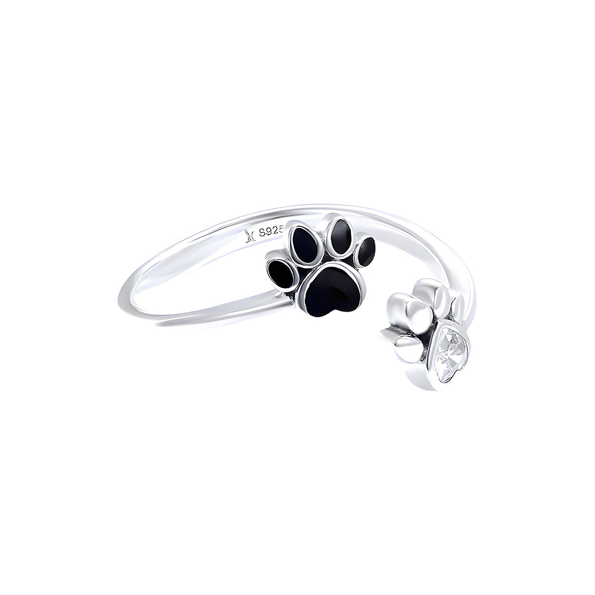 Anillo de Plata .925, Black And Silver Footprint, Miow