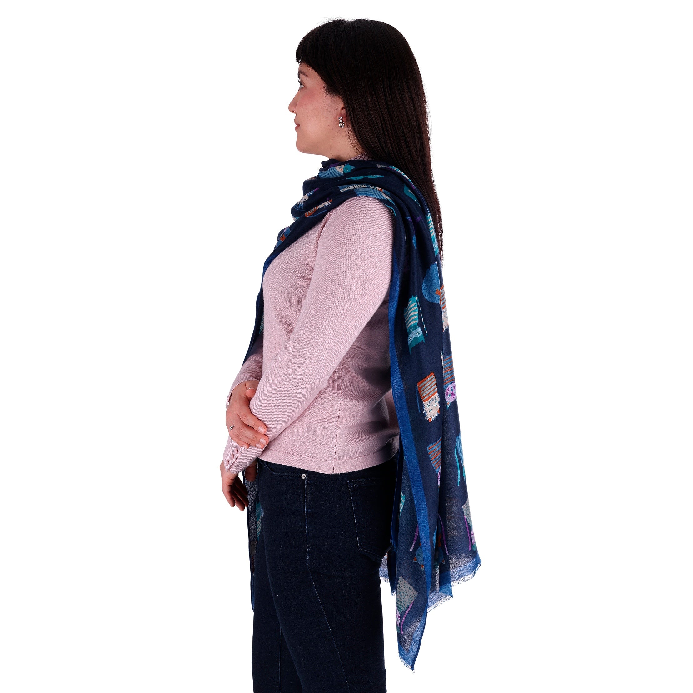 Pashmina Knitted Cats Azul, Miow