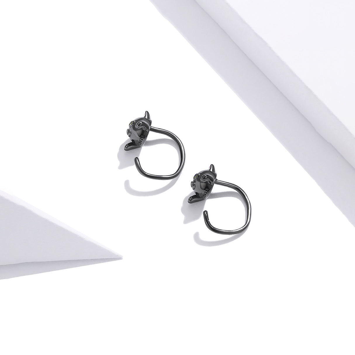 Aretes de Plata .925, Two Black Cats, Miow
