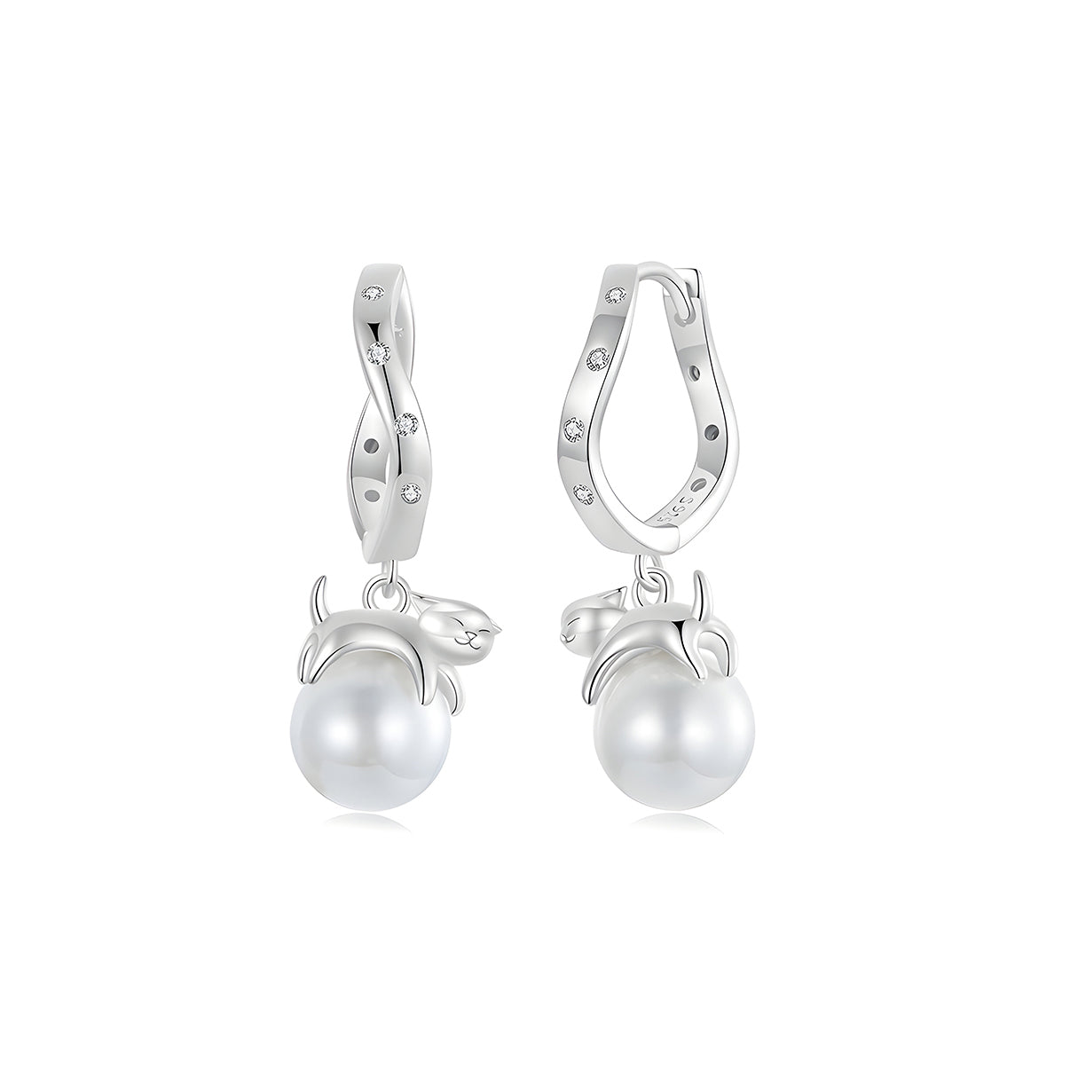 Aretes de Plata .925, Two Cat Sphere, Miow