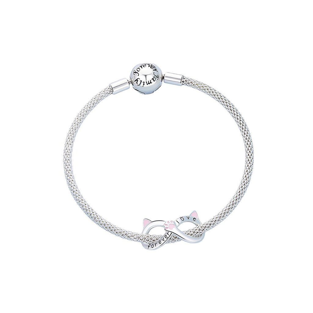 Charm de Plata .925, Infinity Cat, Miow