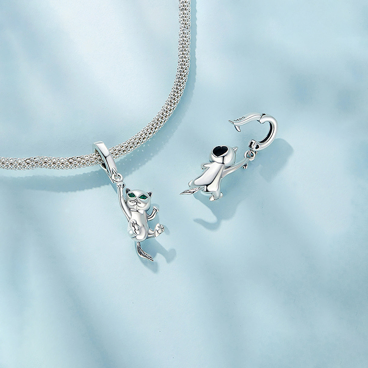 Charm de Plata .925, Hanging Cat, Miow