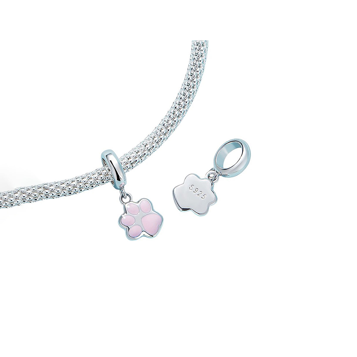 Charm de Plata .925, Pink Footprint, Miow