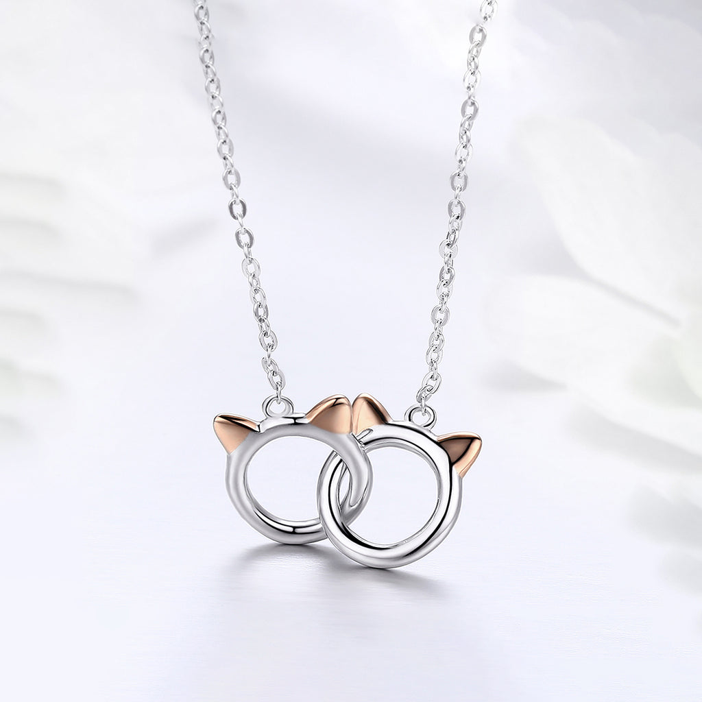 Collar de Plata .925, Twin Cats, Miow