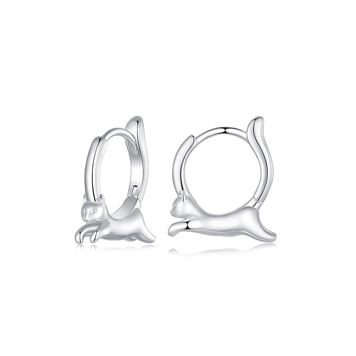 Aretes de Plata .925, Jumping Cat, Miow