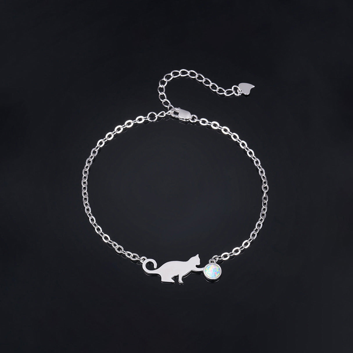 Pulsera de Plata .925, Cat Opal, Miow