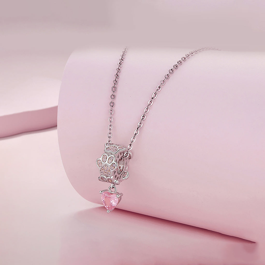 Charm de Plata .925, Heart Print, Miow