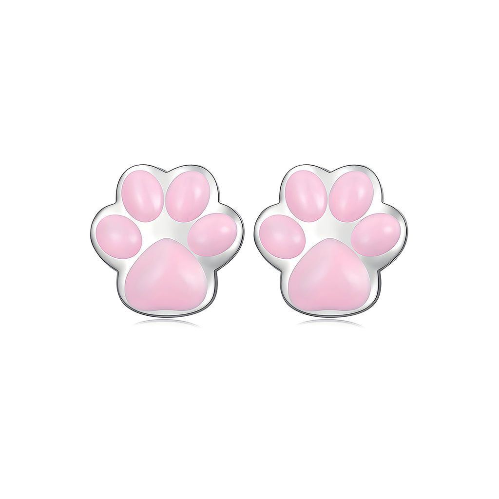 Aretes de Plata .925, Pink Footprints, Miow