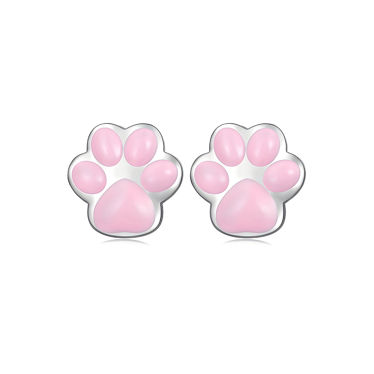 Aretes de Plata .925, Pink Footprints, Miow