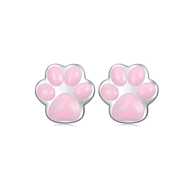 Aretes de Plata .925, Pink Footprints, Miow