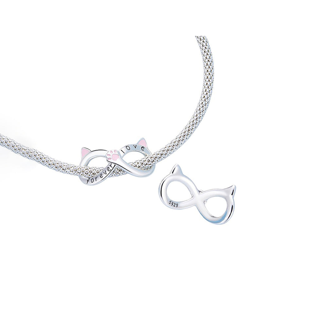 Charm de Plata .925, Infinity Cat, Miow