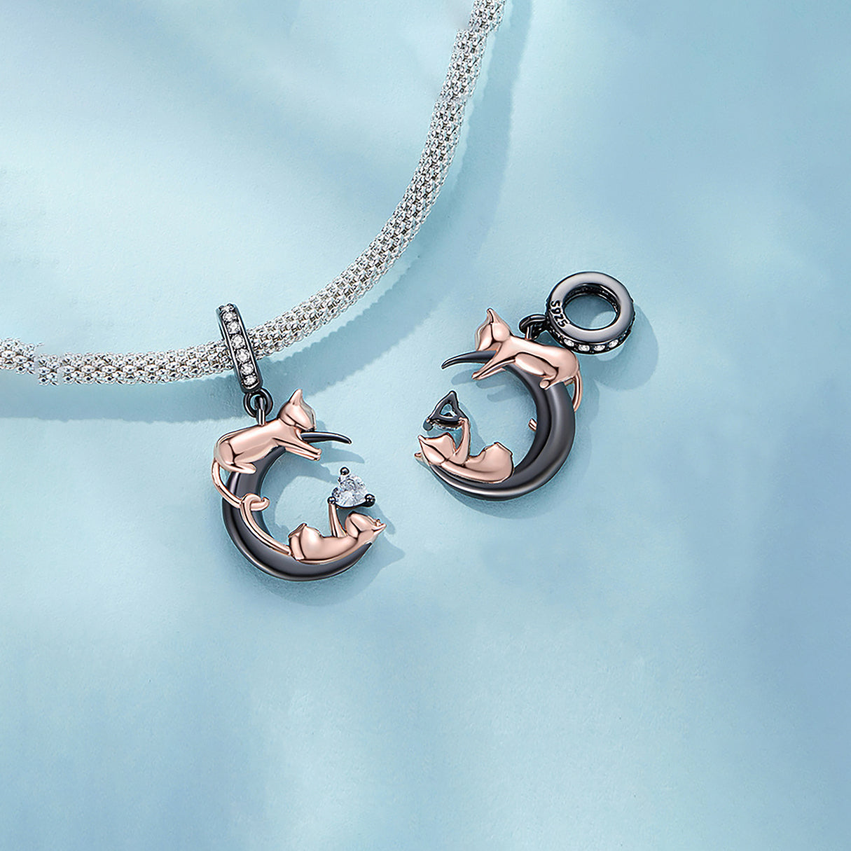 Charm de Plata .925, Two Cats, Miow