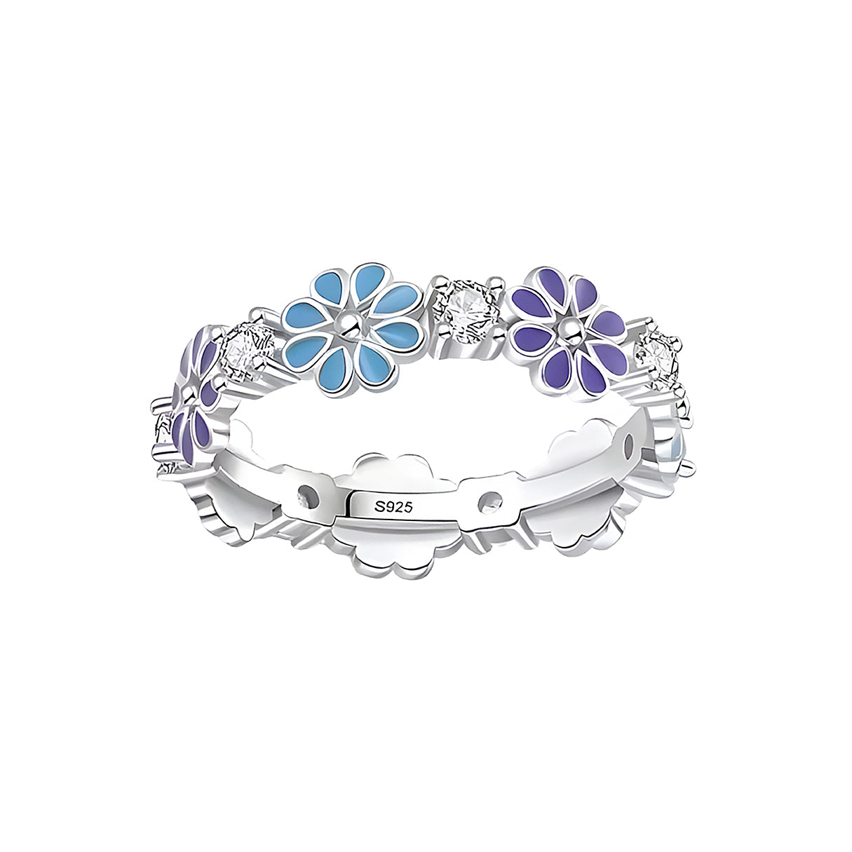 Anillo de Flores y Zirconia, Plata .925, Ame Glam Pop N°6