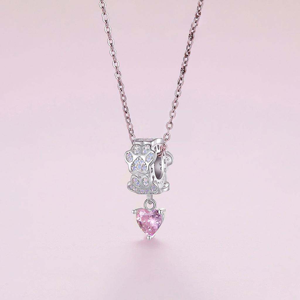 Charm de Plata .925, Heart Print, Miow