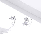 Aretes de Plata .925, Two Cats In Ear, Miow