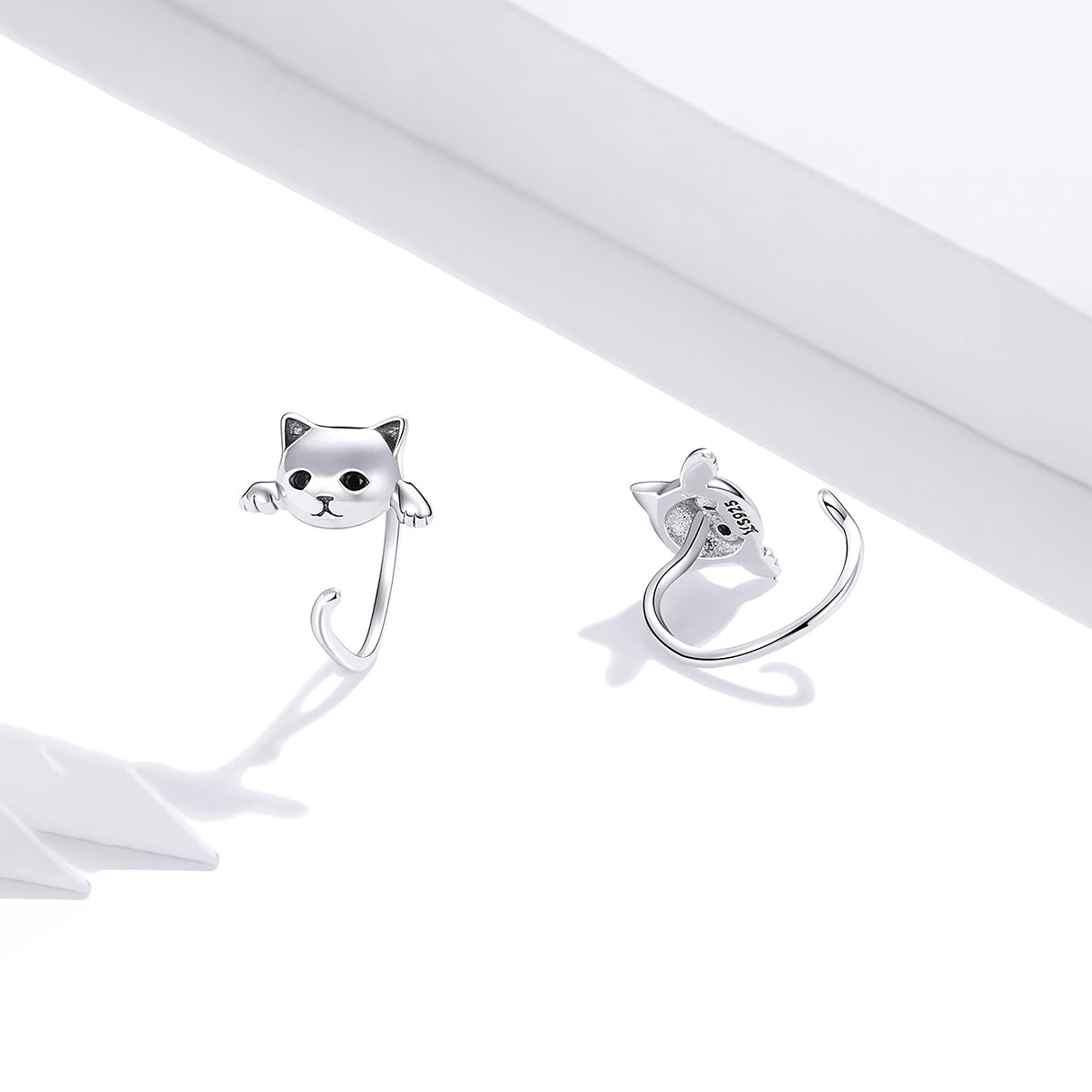 Aretes de Plata .925, Two Cats In Ear, Miow