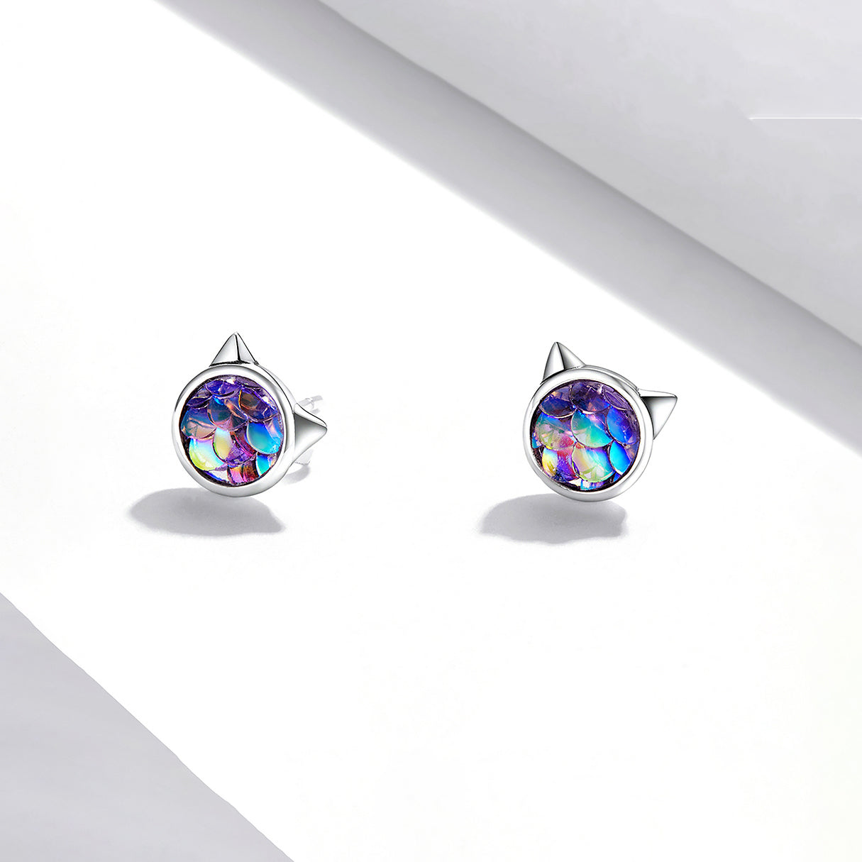 Aretes de Plata .925, Mermaid Cat, Miow