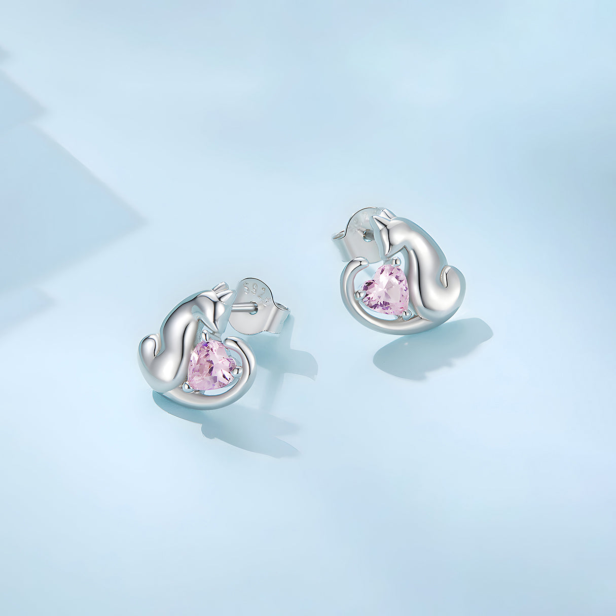 Aretes de Plata .925, Cat Heart, Miow