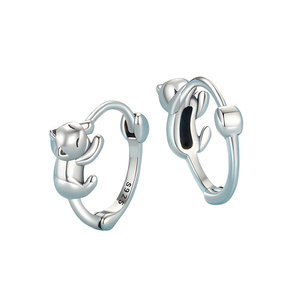 Aretes de Plata .925, Hugging Cats, Miow