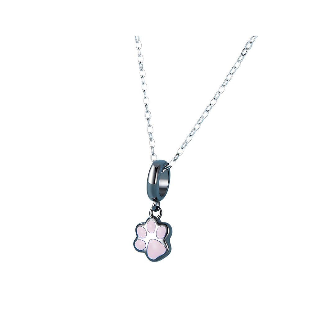 Charm de Plata .925, Pink And Black Footprint, Miow
