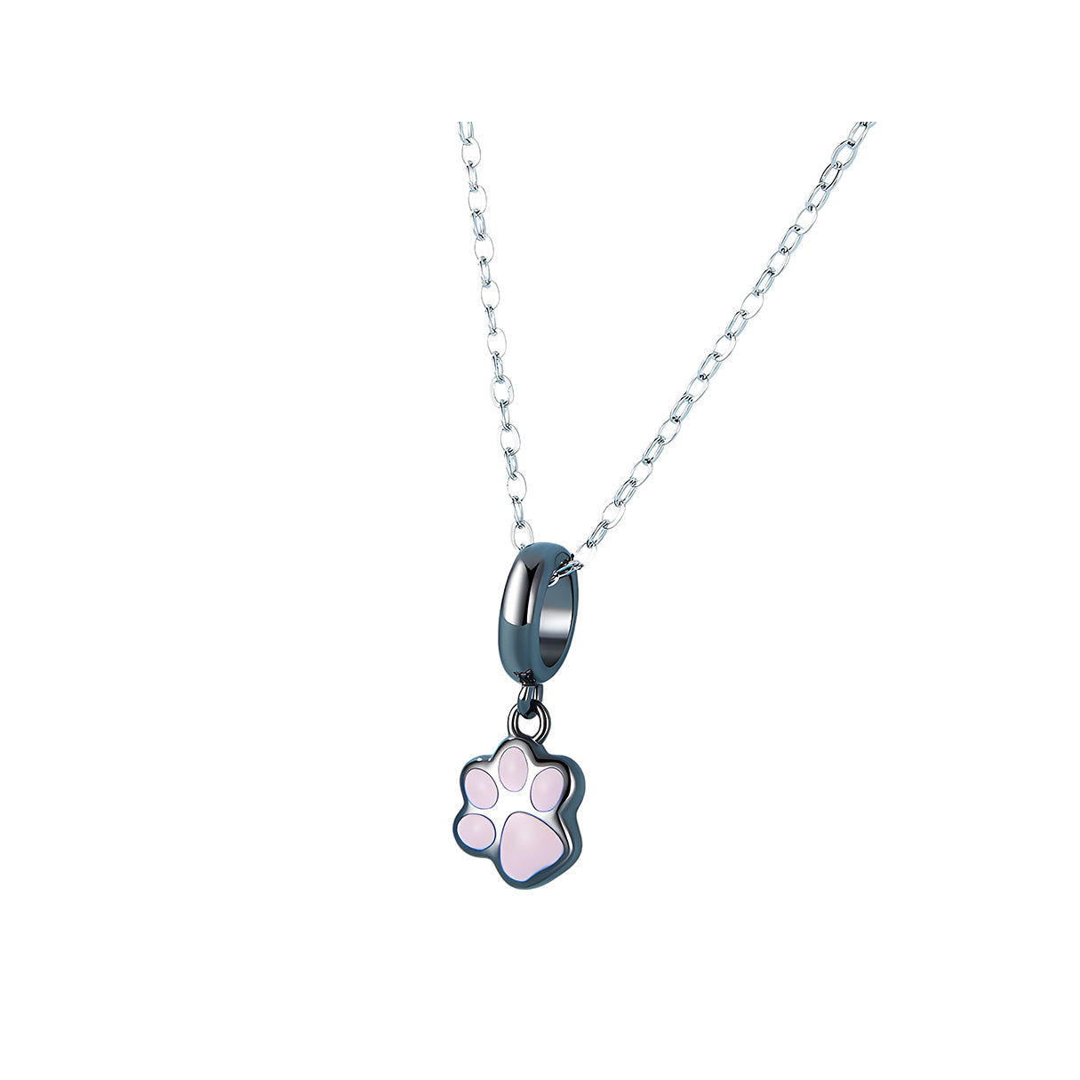 Charm de Plata .925, Pink And Black Footprint, Miow