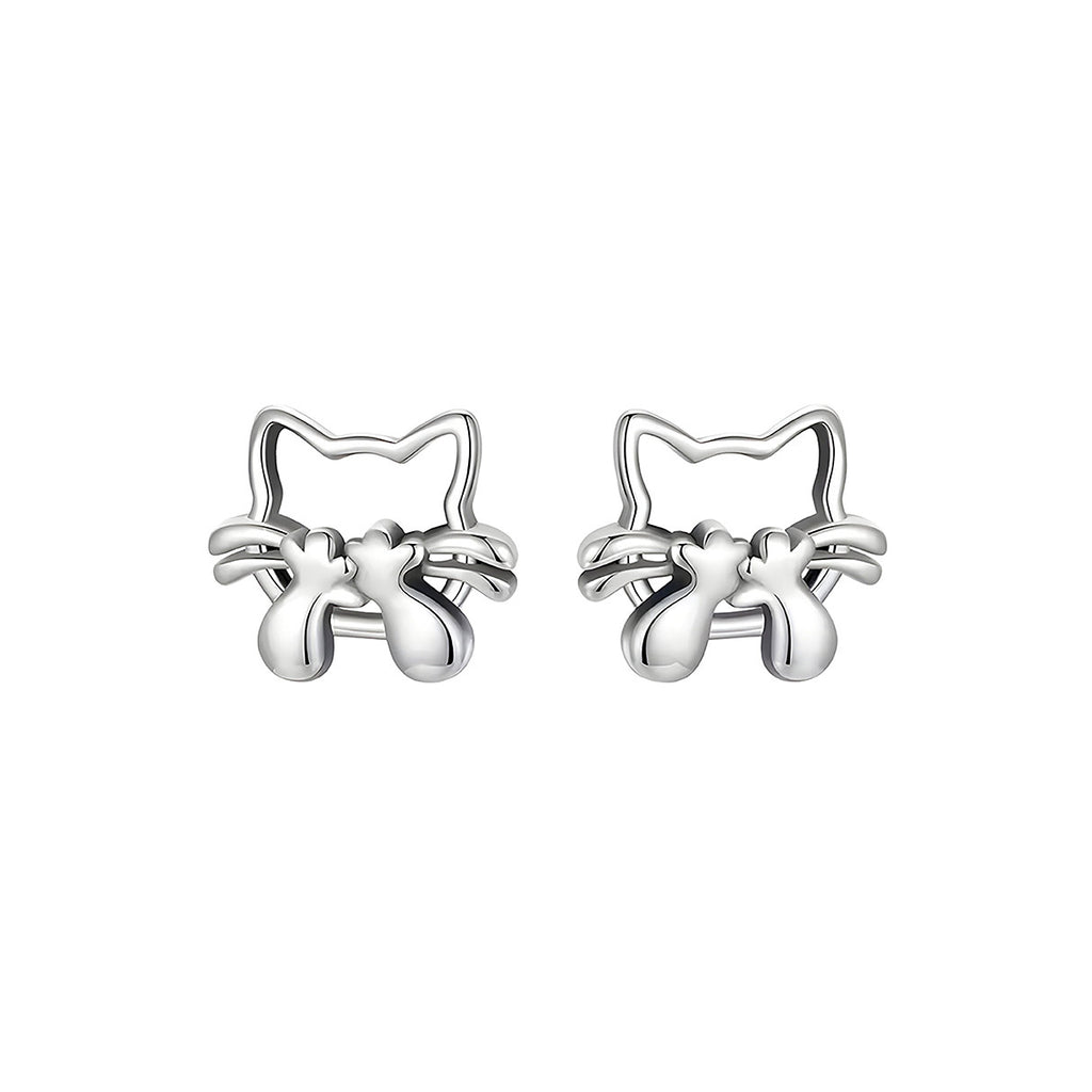 Aretes de Plata .925, Laughing Cat, Miow