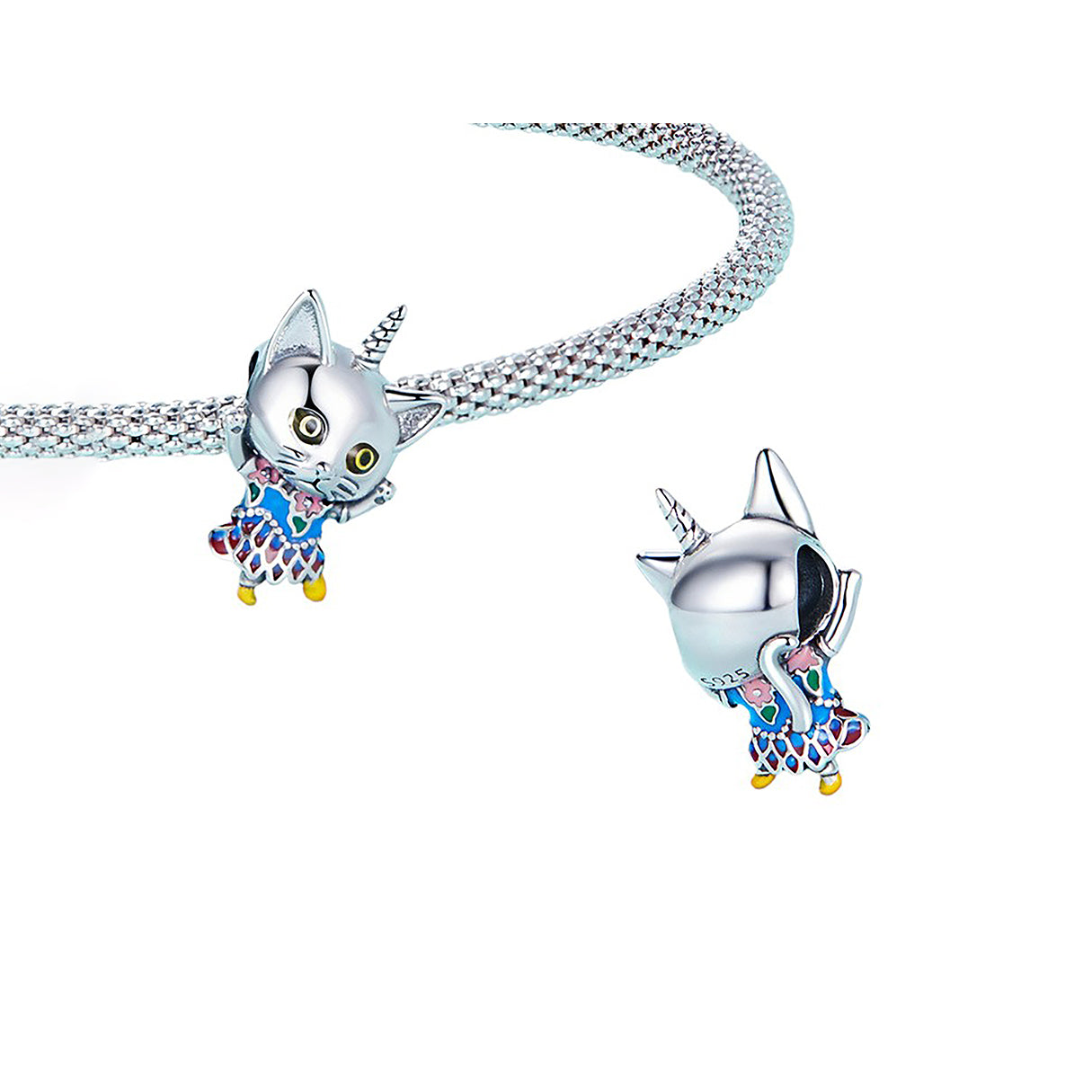 Charm de Plata .925, Unicorn Cat, Miow