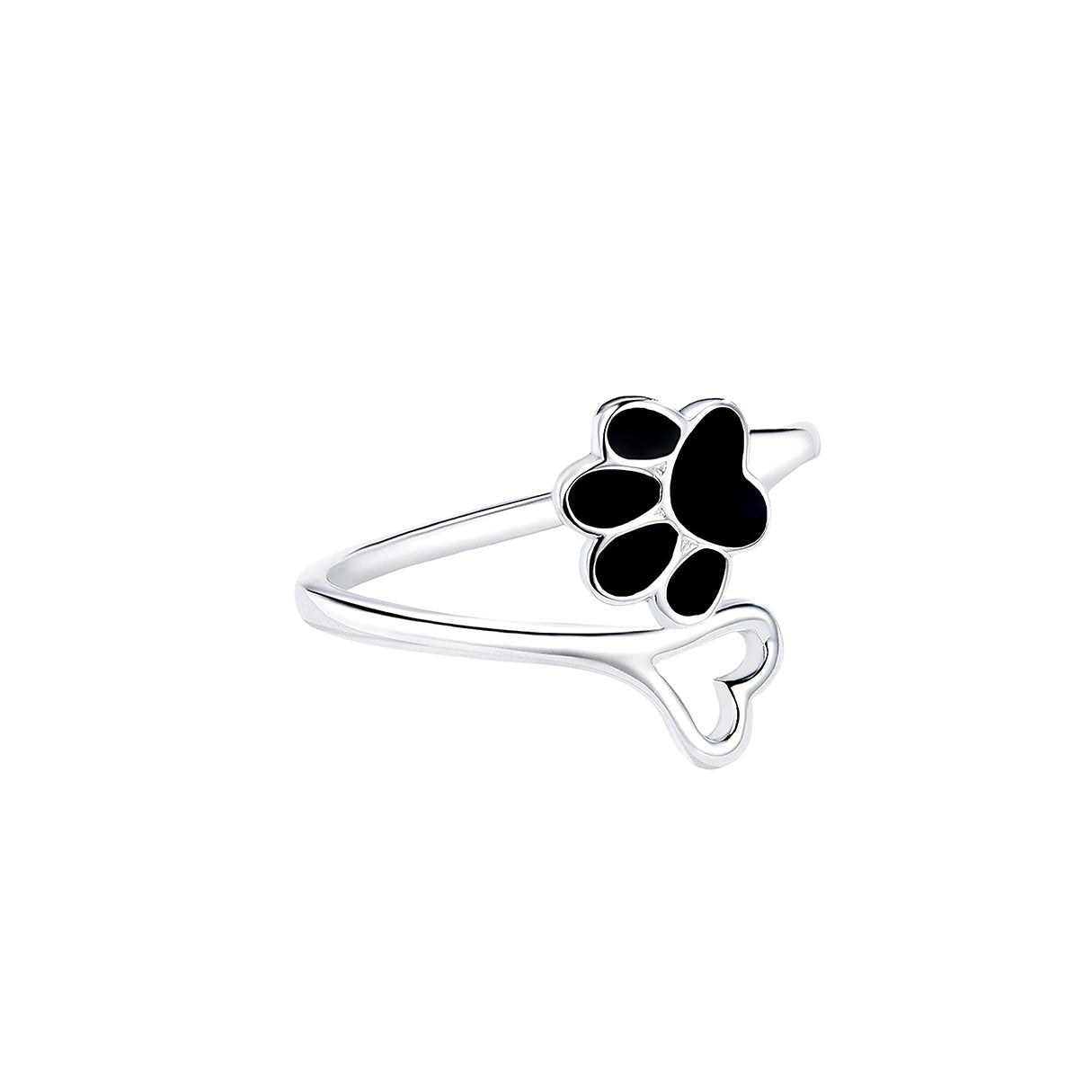 Anillo de Plata .925, Black Footprint And Love, Miow