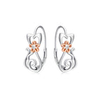 Aretes de Plata .925, Golden Flower Cat, Miow