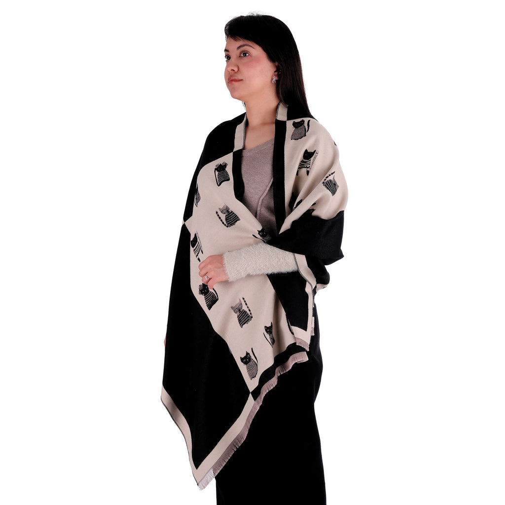 Chal de Cachemira, Cats Painting Negro, Miow