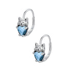 Aretes de Plata .925, Blue Heart Cat, Miow