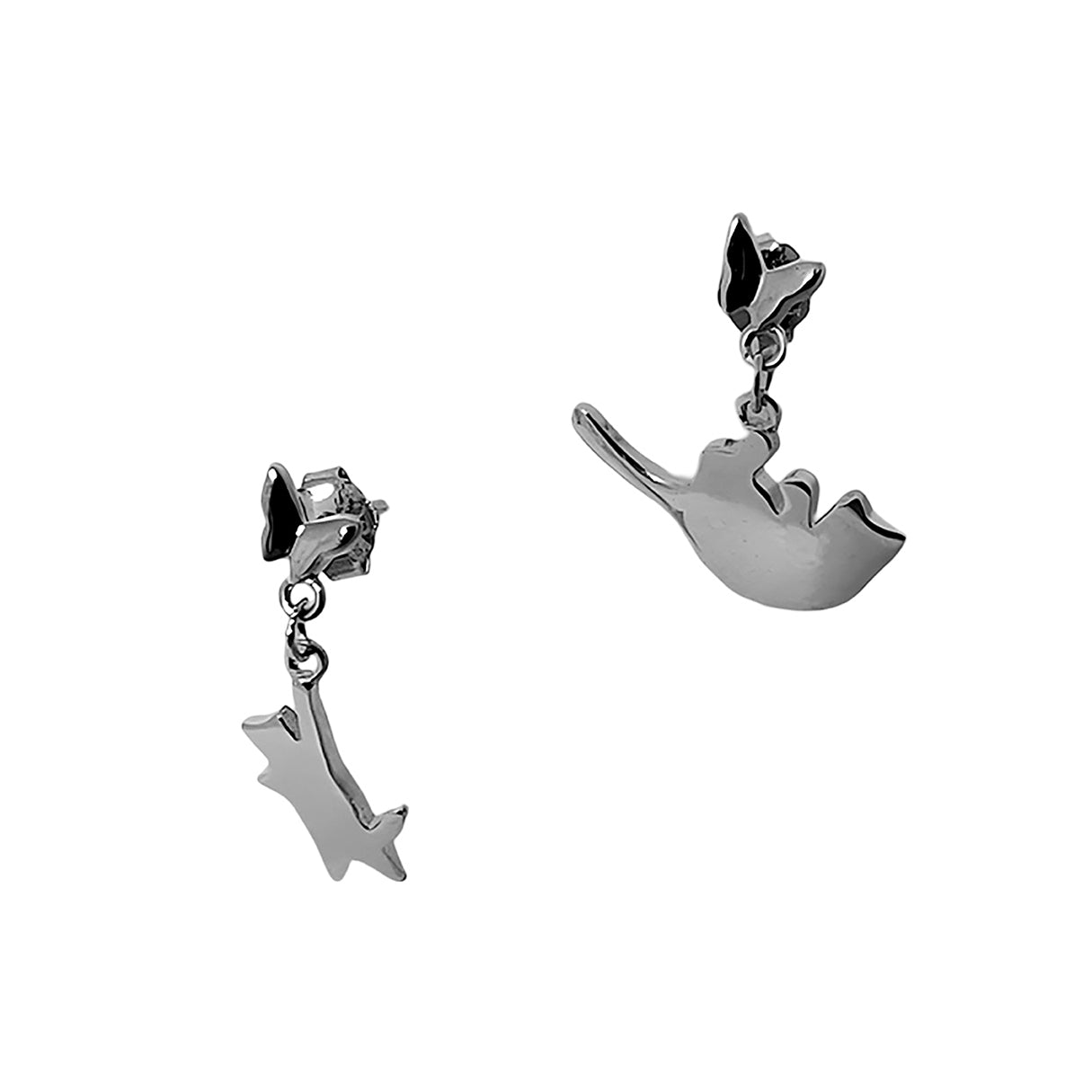 Aretes de Plata .925, Hanging Cat, Miow