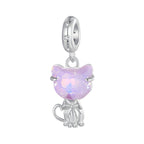 Charm de Plata .925, Pink Diamond Cat, Miow