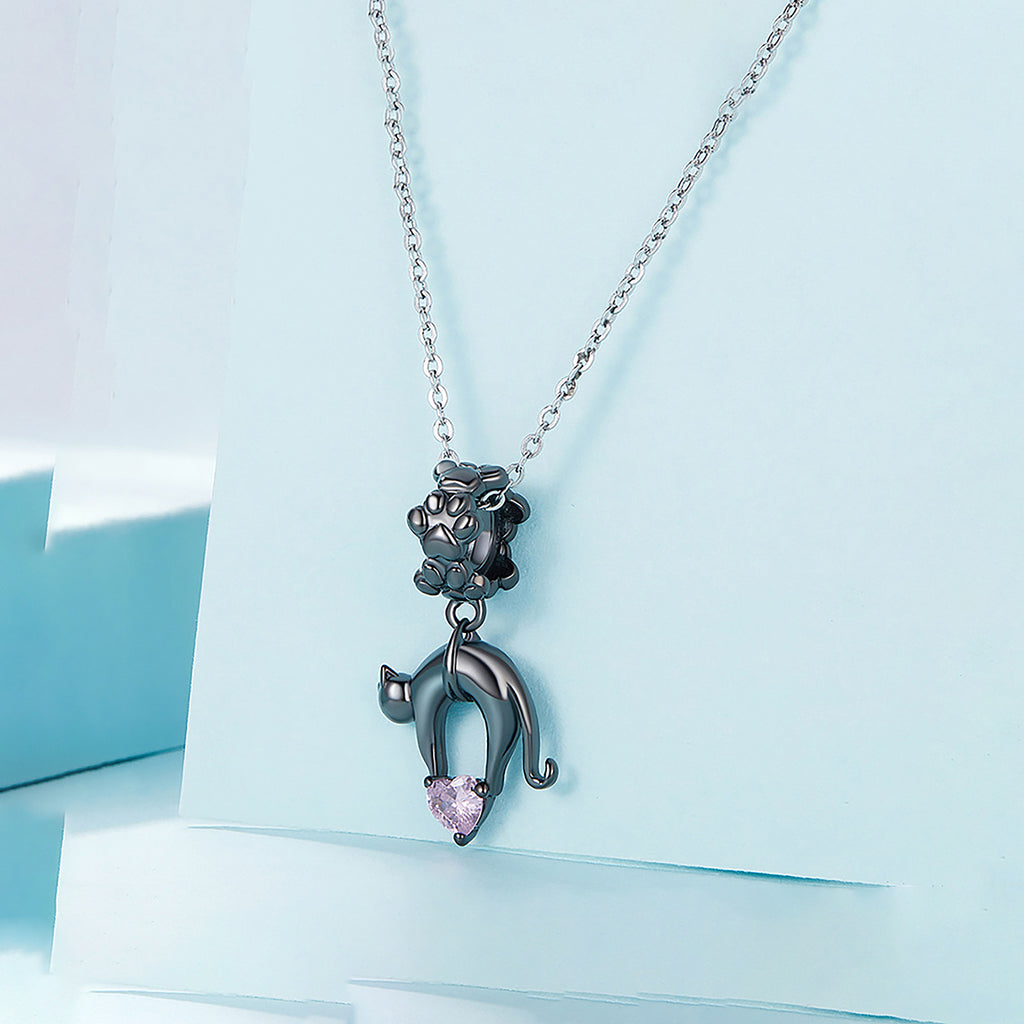 Charm de Plata .925, Pink Cat Heart, Miow