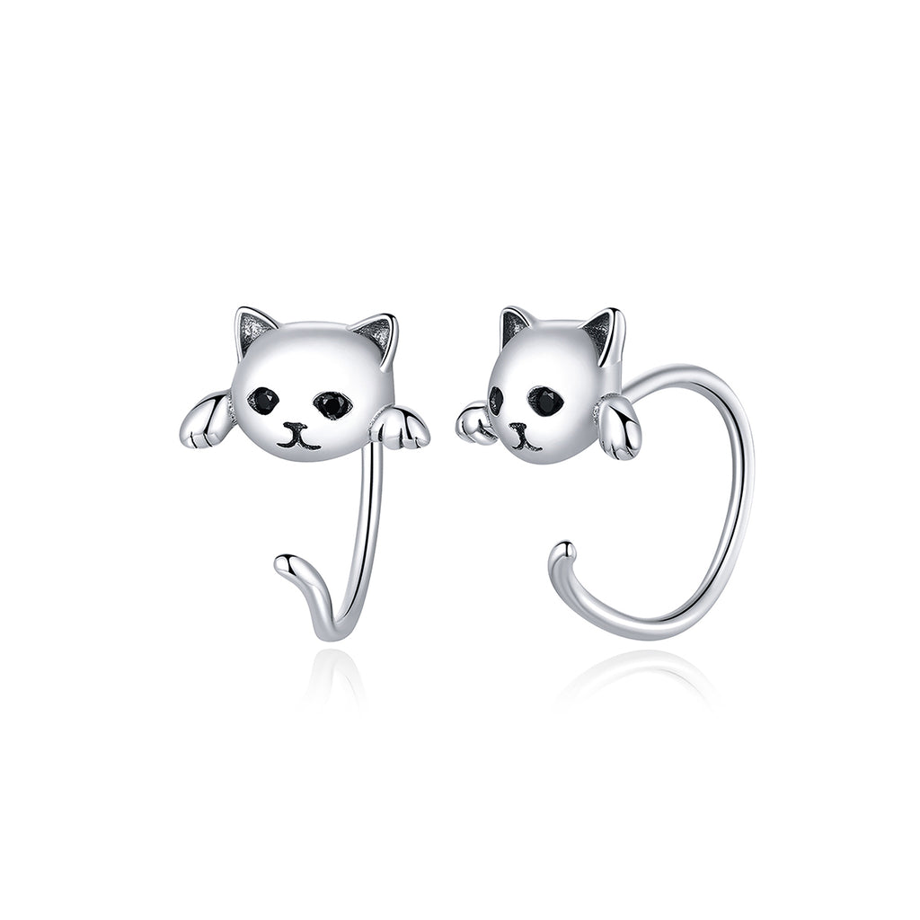 Aretes de Plata .925, Two Cats In Ear, Miow