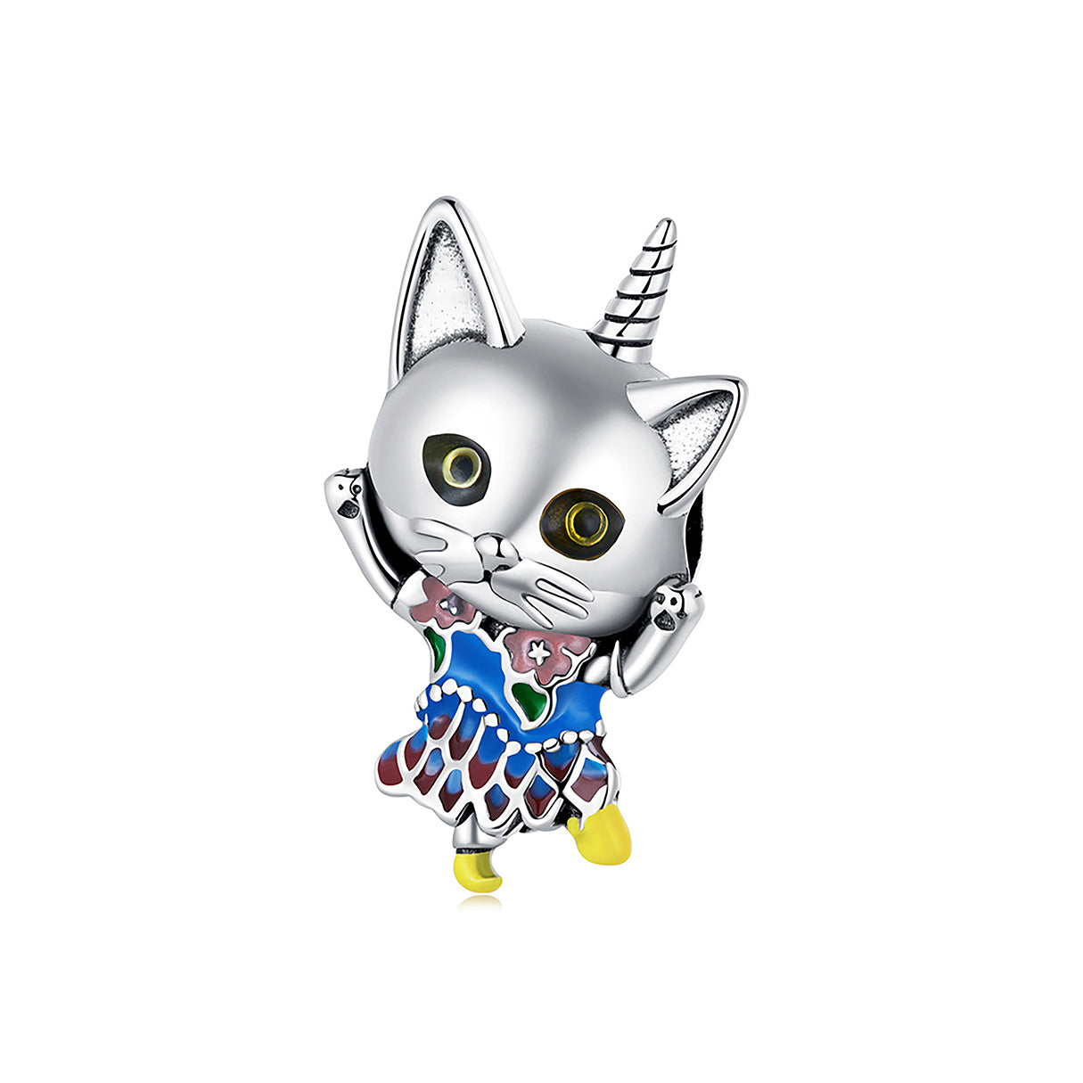 Charm de Plata .925, Unicorn Cat, Miow