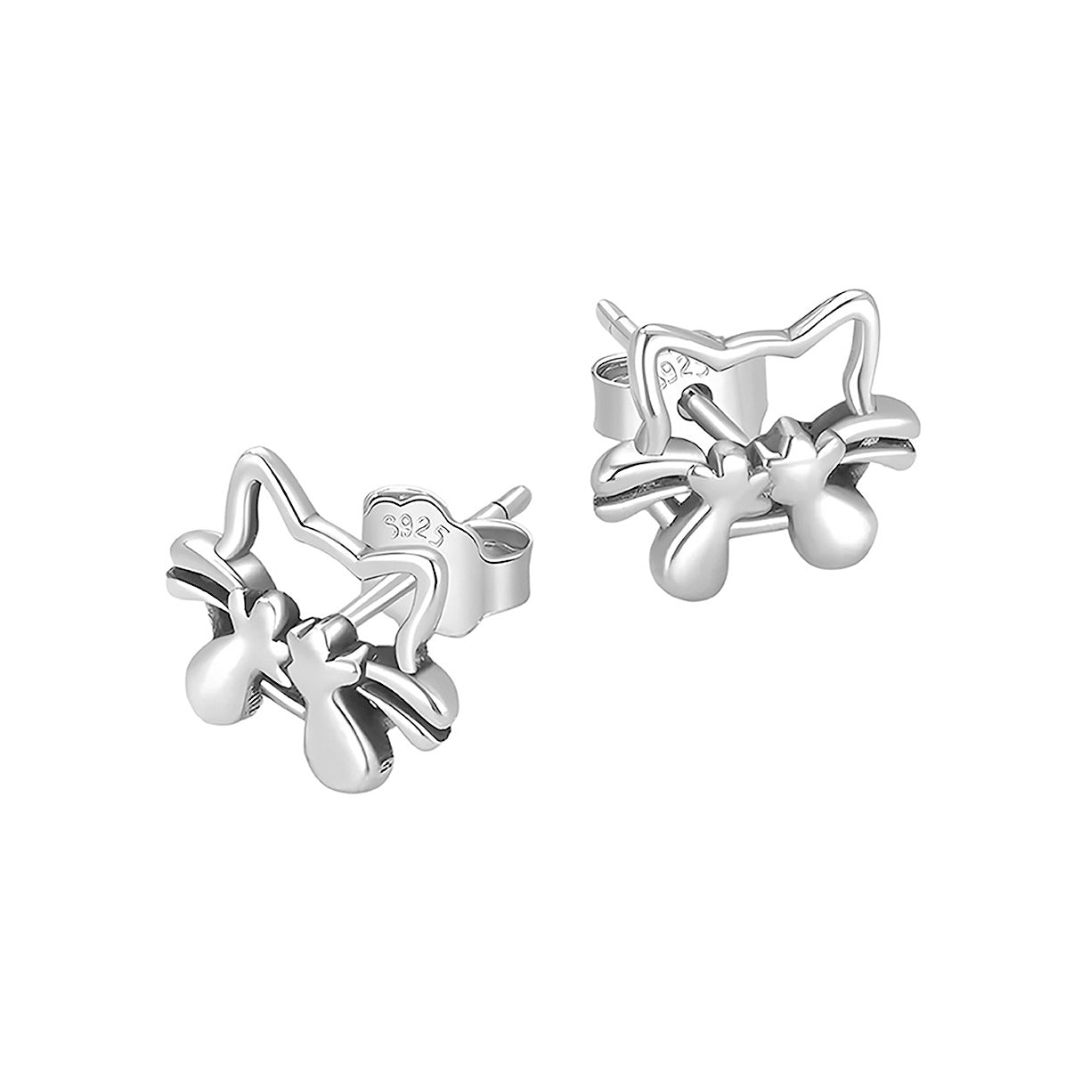 Aretes de Plata .925, Laughing Cat, Miow