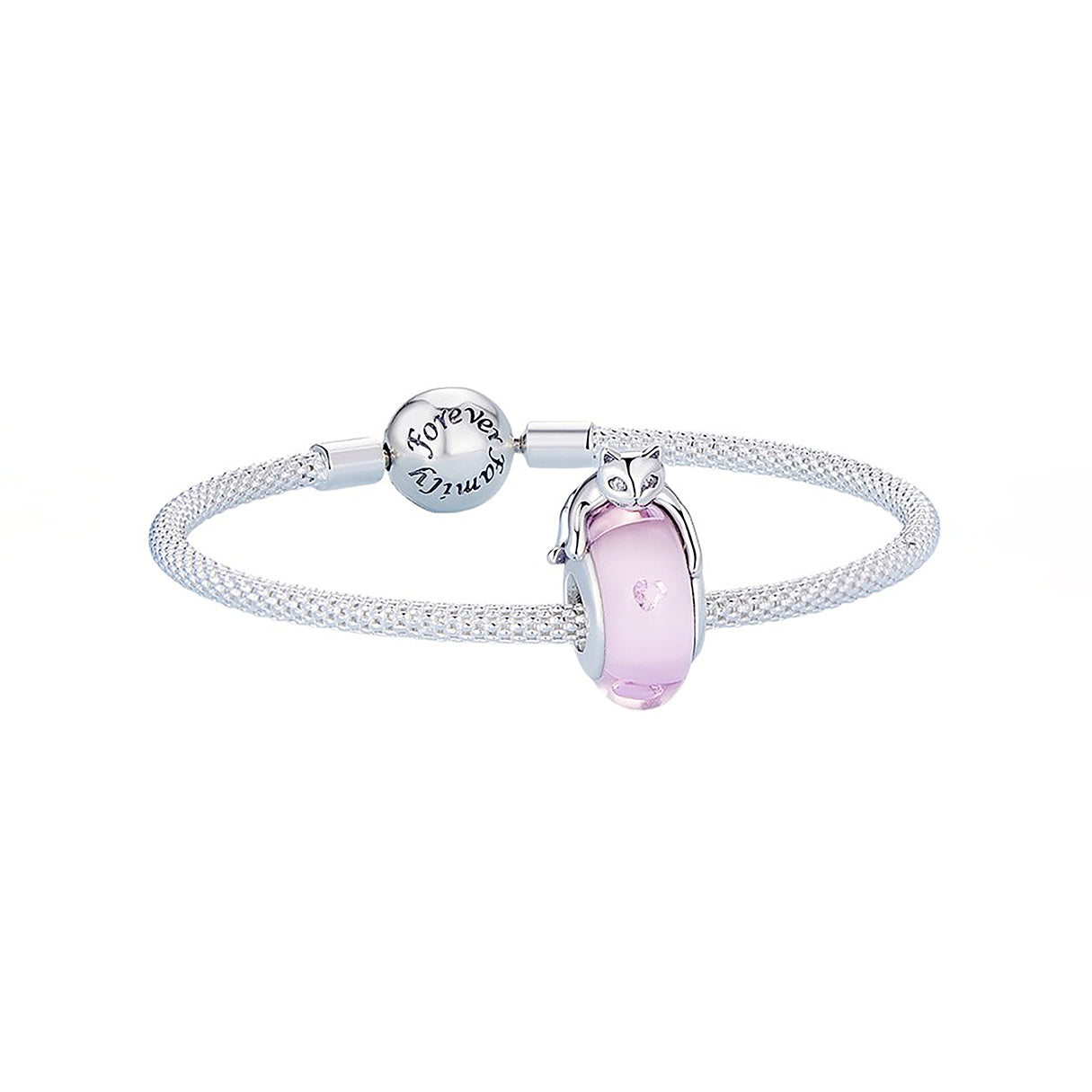 Charm de Plata .925, Pink Cat Love, Miow