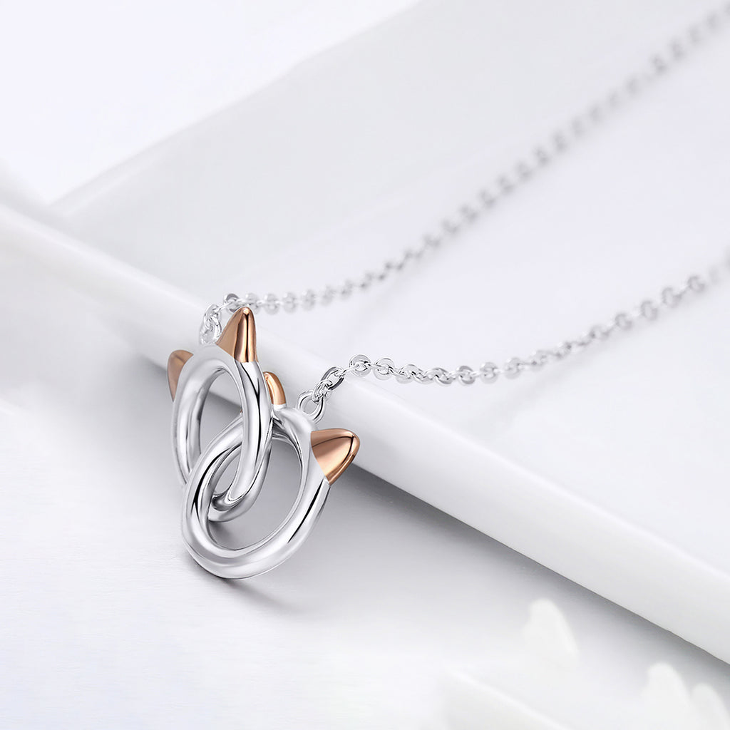 Collar de Plata .925, Twin Cats, Miow