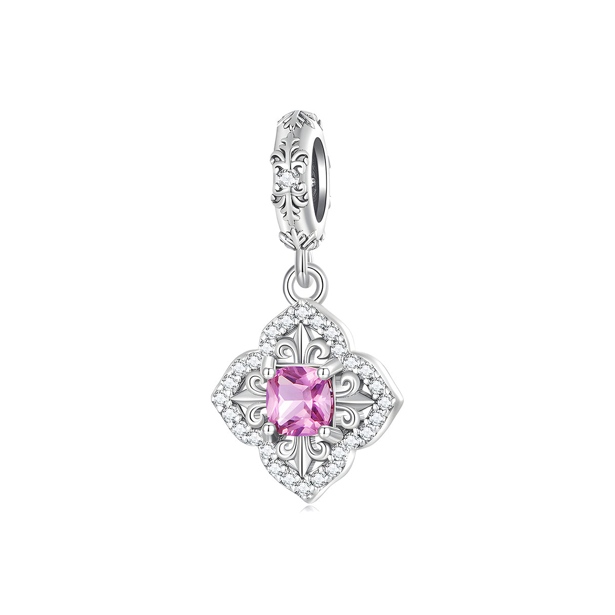 Charm de Cruz de Cuatro Pétalos, Plata .925, Ame Glam Pop
