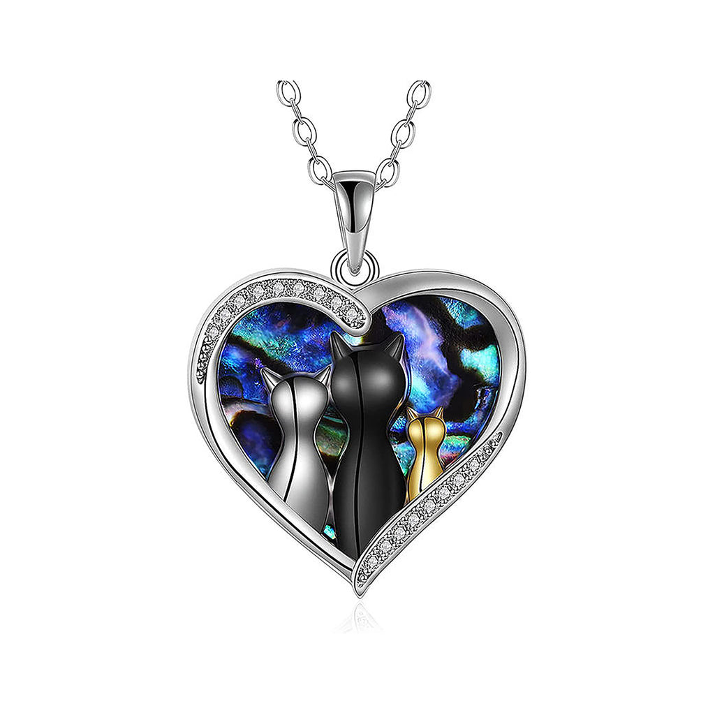 Collar de Plata .925, Cat  Abalone Shell, Miow